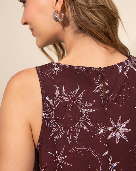 Vestido largo silueta amplia con abertura lateral#color_008-estampado-celestial