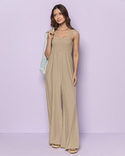 Enterizo largo con nido de abeja y bota amplia#color_084-arena