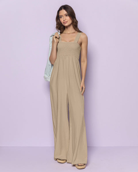 Enterizo largo con nido de abeja y bota amplia#color_084-arena