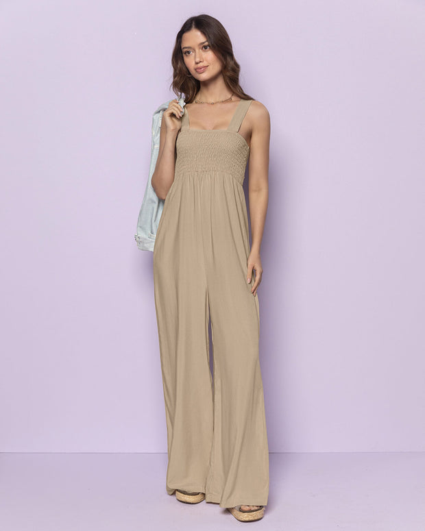 Enterizo largo con nido de abeja y bota amplia