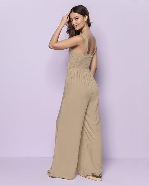 Enterizo largo con nido de abeja y bota amplia#color_084-arena