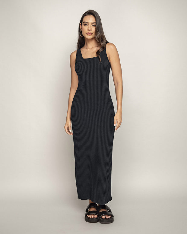 Vestido manga sisa doble escote