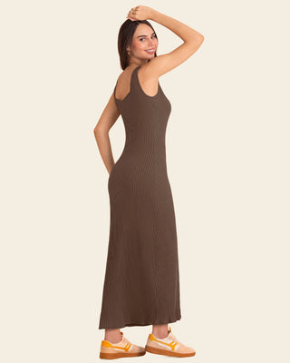 Vestido manga sisa doble escote#color_c23-cafe-chocolate