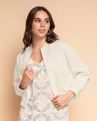 Chaqueta abierta manga larga con bordado#color_000-blanco