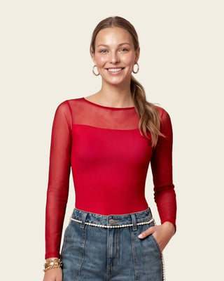 Body manga larga con transparencias y abrochadura inferior#color_c35-rojo-oscuro