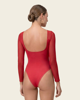 Body manga larga con transparencias y abrochadura inferior#color_c35-rojo-oscuro