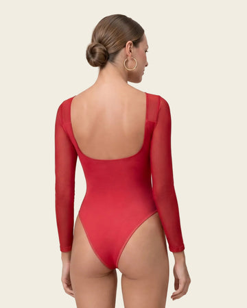 Body manga larga con transparencias y abrochadura inferior#color_c35-rojo-oscuro