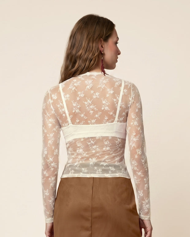Camiseta manga larga con transparencias tipo mesh