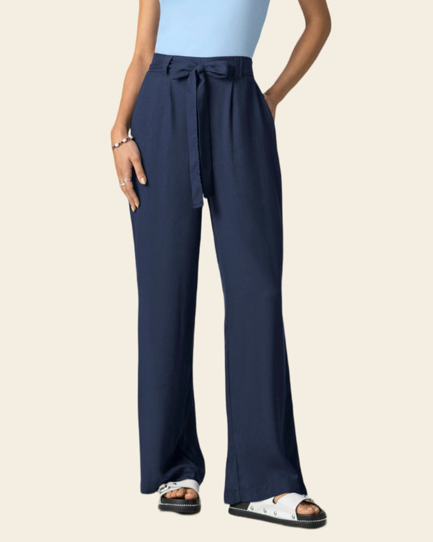 Pantalón bota recta con tira anudable