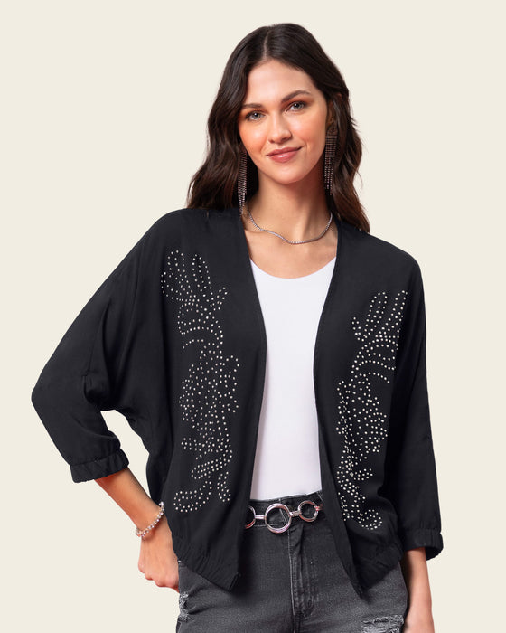 Saquillo manga larga con detalles brillantes#color_700-negro