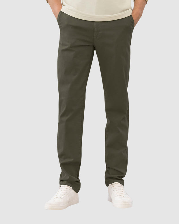 Pantalón bota recta en drill de tacto suave stretch