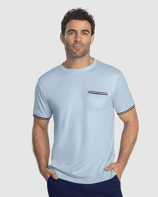 Camiseta manga corta con detalle tejido en mangas