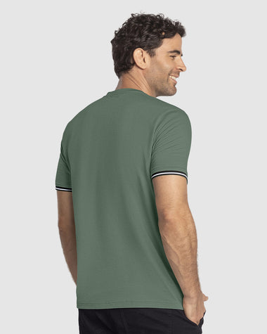 Camiseta manga corta con detalle tejido en mangas#color_604-verde-medio