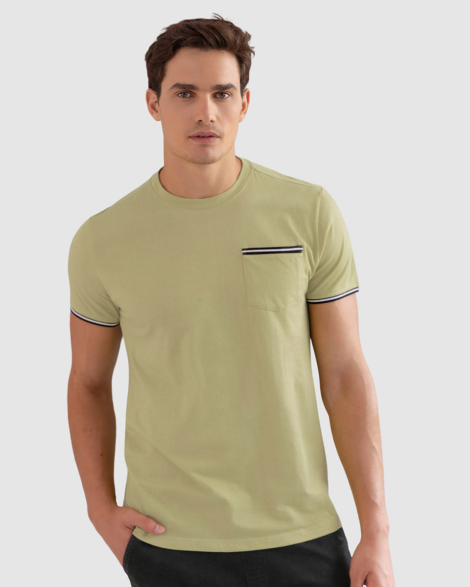 Camiseta manga corta con puños tejidos