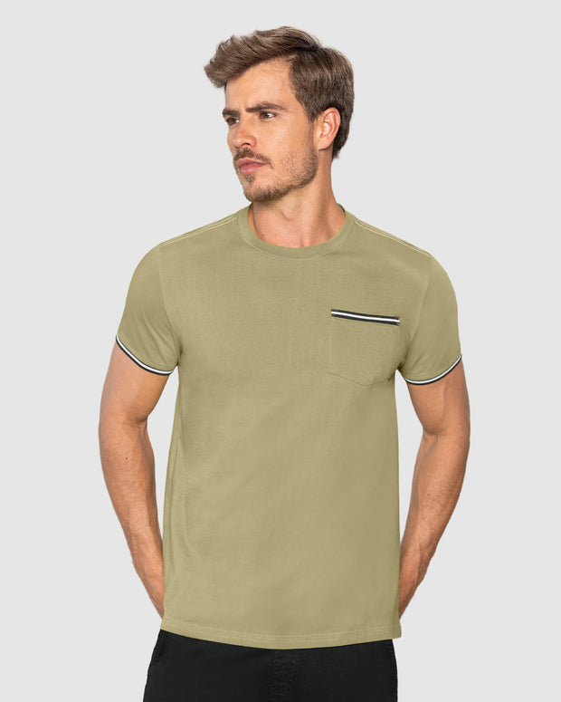 Camiseta manga corta con puños tejidos