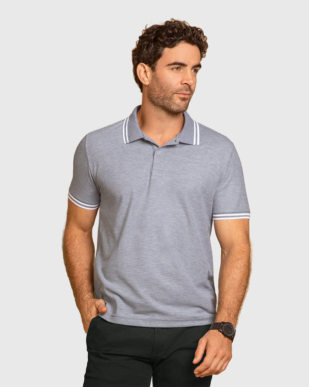 Camiseta tipo polo clásica con cuello y mangas en tejido texturizado