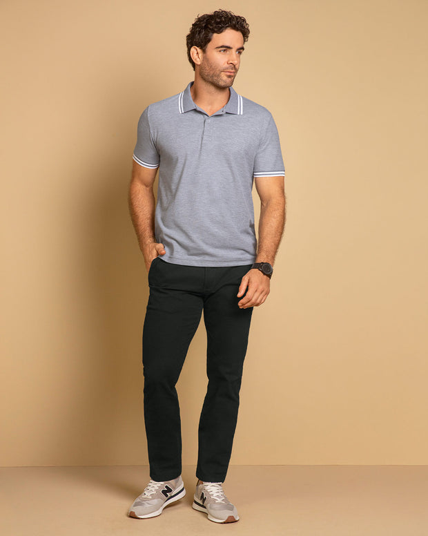 Camiseta tipo polo clásica con cuello y mangas en tejido texturizado