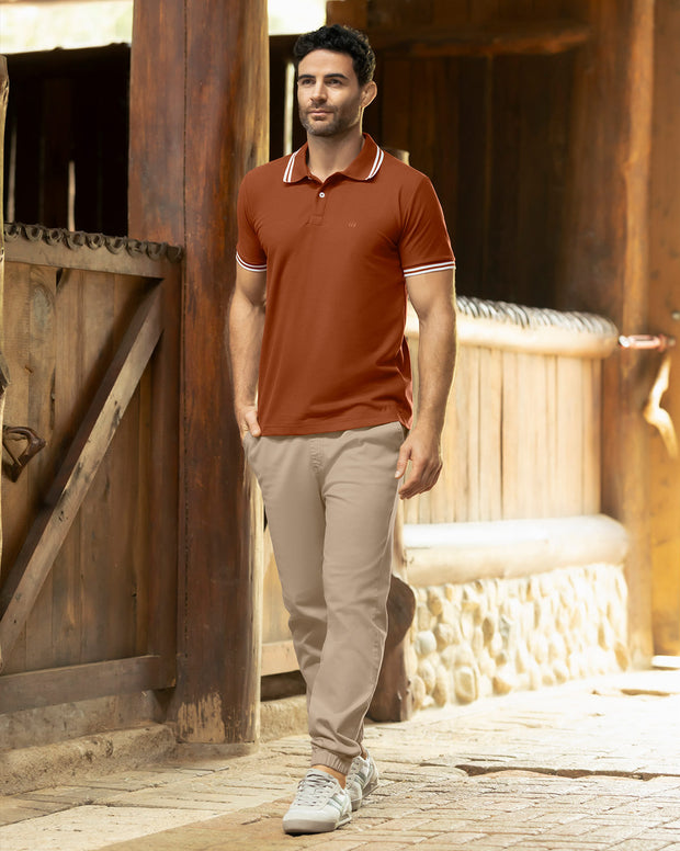 Camiseta tipo polo clásica con cuello y mangas en tejido texturizado