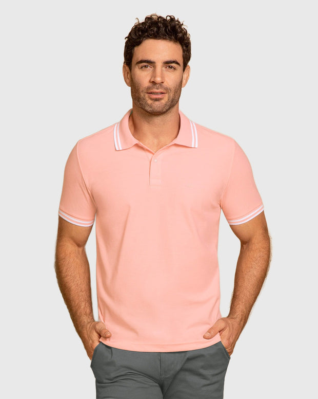 Camiseta tipo polo clásica con cuello y mangas en tejido texturizado