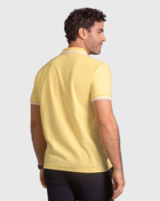 Camiseta tipo polo clásica con cuello y mangas en tejido texturizado#color_c72-amarillo-claro
