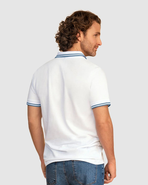 Camiseta tipo polo con cuello y mangas tejidas#color_000-blanco