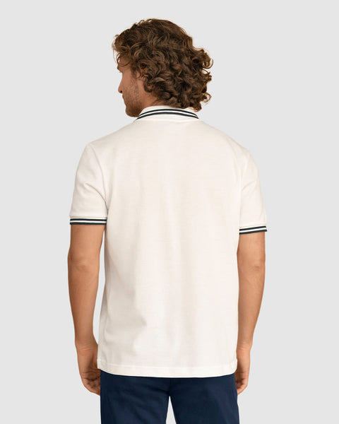 Camiseta tipo polo con cuello y mangas tejidas#color_018-blanco