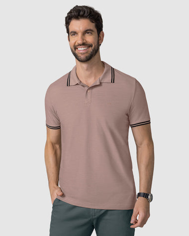 Camiseta tipo polo con cuello y mangas tejidas#color_180-palo-de-rosa