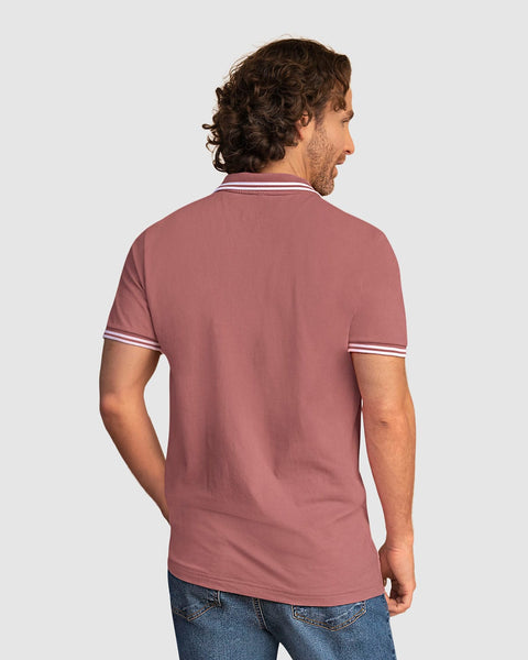 Camiseta tipo polo con cuello y mangas tejidas#color_307-guayaba