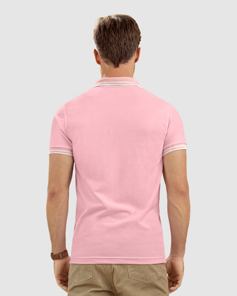 Camiseta tipo polo con cuello y mangas tejidas#color_311-rosado-claro