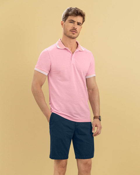 Camiseta tipo polo con cuello y mangas tejidas#color_311-rosado-claro