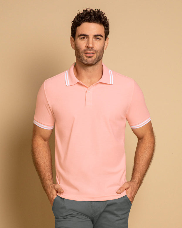 Camiseta tipo polo con cuello y mangas tejidas