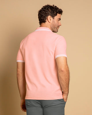 Camiseta tipo polo con cuello y mangas tejidas#color_c28-rosado-pastel