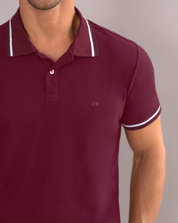 Camiseta tipo polo con cuello y mangas tejidas