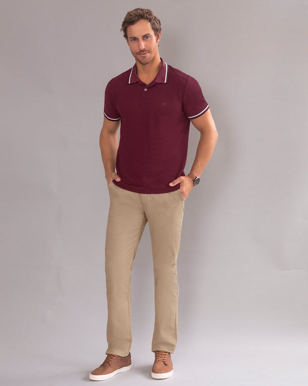 Camiseta tipo polo con cuello y mangas tejidas