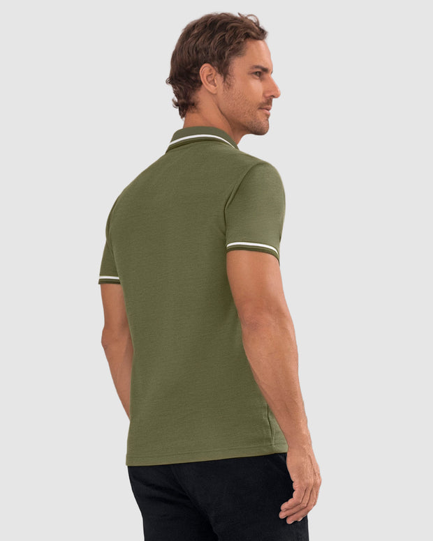 Camiseta tipo polo con cuello y mangas tejidas