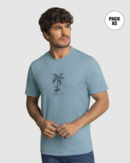 Paquete x 2 camisetas cuello redondo para hombre#color_994-azul-gris