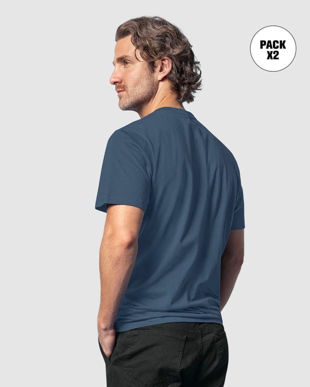 Paquete x 2 camisetas cuello redondo para hombre#color_s02-azul-marfil