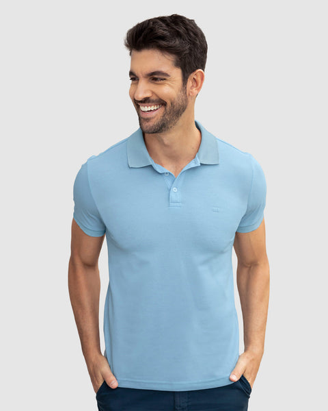 Camiseta tipo polo con bordado en frente#color_159-azul