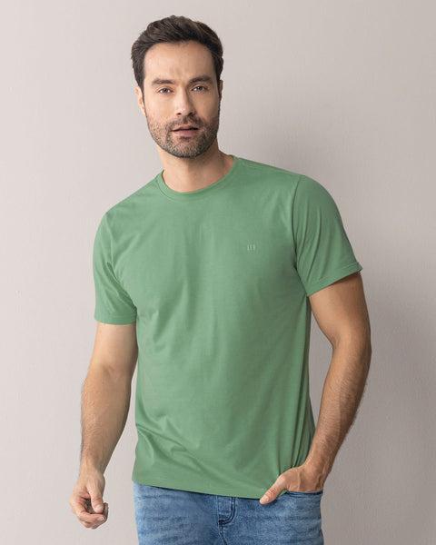 Camiseta manga corta con logo bordado en frente#color_653-verde