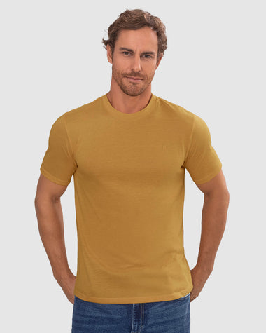 Camiseta manga corta con logo bordado en frente#color_c18-mostaza