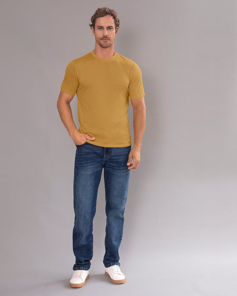 Camiseta manga corta con logo bordado en frente#color_c18-mostaza
