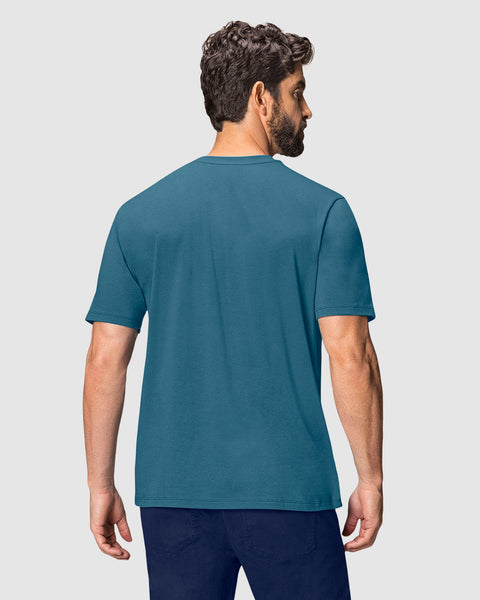 Camiseta manga corta con estampado localizado y cuello redondo#color_505-azul-medios