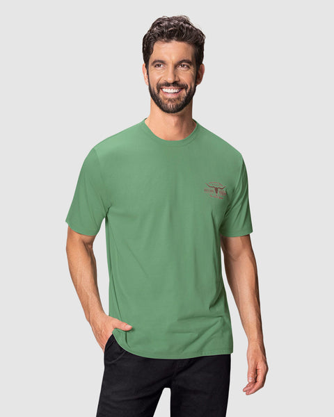 Camiseta manga corta con estampado localizado y cuello redondo#color_601-verdes-claro