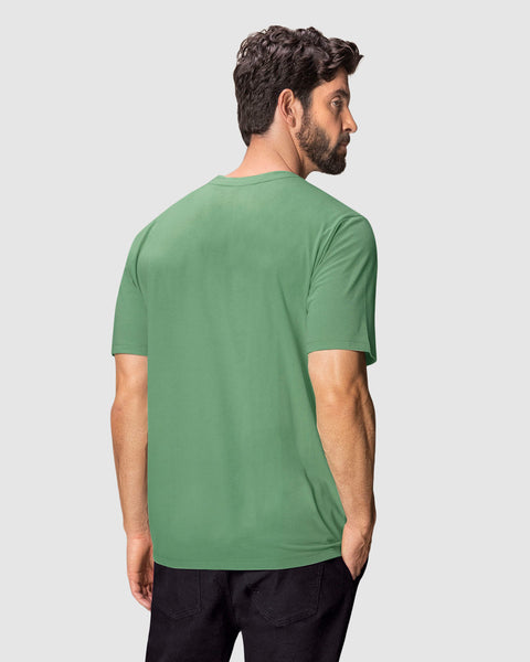 Camiseta manga corta con estampado localizado y cuello redondo#color_601-verdes-claro