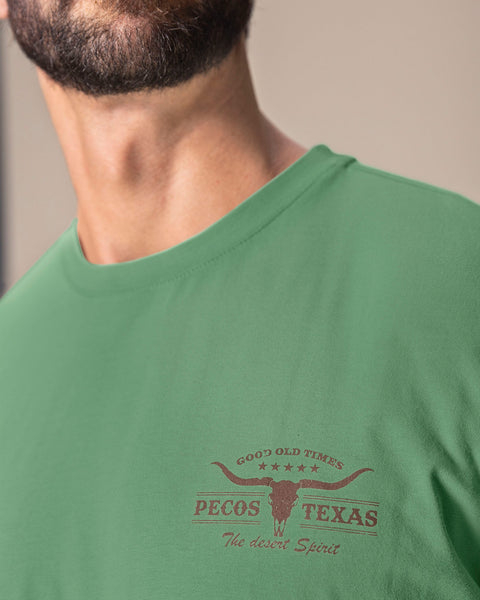 Camiseta manga corta con estampado localizado y cuello redondo#color_601-verdes-claro