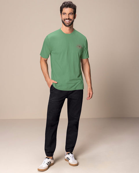 Camiseta manga corta con estampado localizado y cuello redondo#color_601-verdes-claro