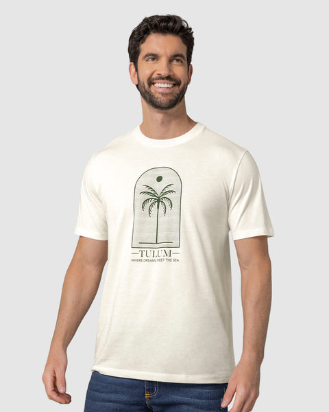 Camiseta manga corta con estampado localizado y cuello redondo#color_806-marfil