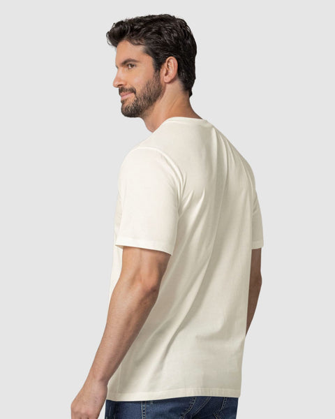 Camiseta manga corta con estampado localizado y cuello redondo#color_806-marfil