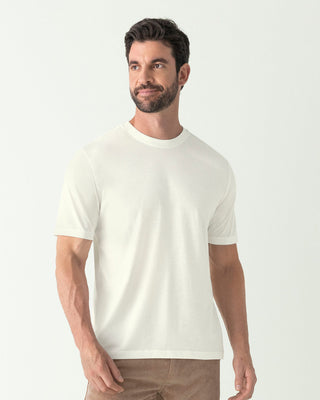 Camiseta manga corta con estampado localizado y cuello redondo#color_812-marfil