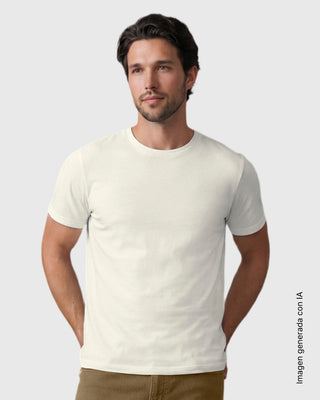 Camiseta manga corta con estampado localizado y cuello redondo#color_851-marfil